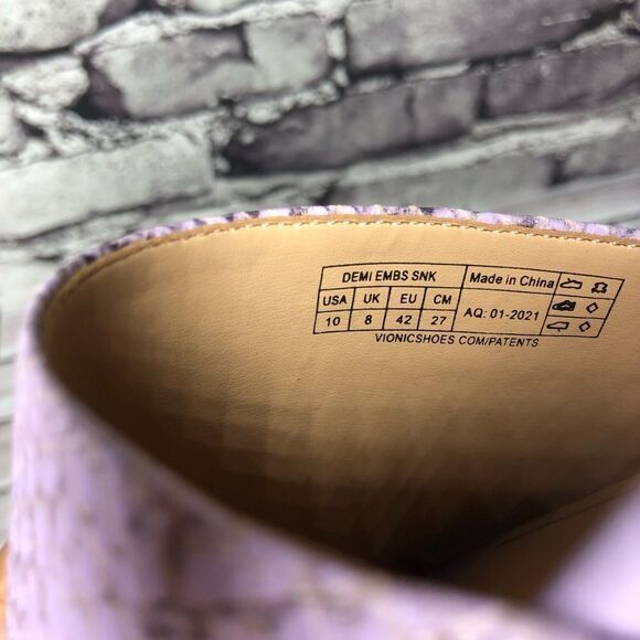 Vionic Demi Purple Leather Snake Embossed Orthopedic Sandals Women Sz 10M US/42 - Picture 9 of 16